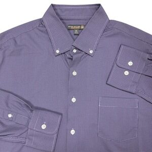 Peter Millar Summer Comfort Button Down Mens XL Purple Micro Check Long Sleeve